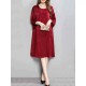 Plus Size Women Casual Dress 3/4 Sleeve Back Buttons Pockets Dresses