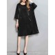 Plus Size Women Casual Dress 3/4 Sleeve Back Buttons Pockets Dresses