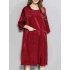 Plus Size Women Casual Dress 3/4 Sleeve Back Buttons Pockets Dresses