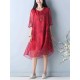 Plus Size Women Casual Dress Layered Printed Half Sleeve Dresses