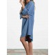 Plus Size Women Casual Round Neck 3/4 Sleeve Dress