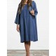 Plus Size Women Casual Round Neck 3/4 Sleeve Dress