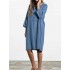 Plus Size Women Casual Round Neck 3/4 Sleeve Dress