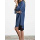 Plus Size Women Casual Round Neck 3/4 Sleeve Dress