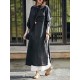 Plus Size Women Causal Crew Neck Long Sleeve Side Split Shirt Dress