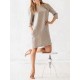 Plus Size Women Crew Neck Half Sleeve Solid Mini Dress