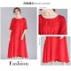 Plus Size Women Elegant O-neck Short Sleeve Pleated Dress