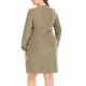 Plus Size Women Long Sleeves Solid Color Work Style Dress with Pockets Plus Size Women Long Sleeves Solid Color Work Style Dress with Pockets