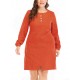 Plus Size Women Long Sleeves Solid Color Work Style Dress with Pockets Plus Size Women Long Sleeves Solid Color Work Style Dress with Pockets