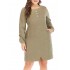 Plus Size Women Long Sleeves Solid Color Work Style Dress with Pockets
