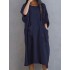 Plus Size Women Loose Baggy Casual Solid Batwing Long Shirt Dress