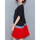 Plus Size Women Loose Color Splicing Short Sleeve O-Neck Dress Plus Size Women Loose Color Splicing Short Sleeve O-Neck Dress