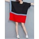 Plus Size Women Loose Color Splicing Short Sleeve O-Neck Dress Plus Size Women Loose Color Splicing Short Sleeve O-Neck Dress