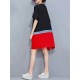 Plus Size Women Loose Color Splicing Short Sleeve O-Neck Dress Plus Size Women Loose Color Splicing Short Sleeve O-Neck Dress