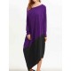 Plus Size Women Patchwork Dress O Neck Long Sleeve  Asymmetrical Hem Dresses