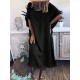 Plus Size Women Pure Color Crew Neck Loose Short Sleeve Dress