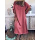 Plus Size Women Pure Color Crew Neck Loose Short Sleeve Dress