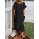 Plus Size Women Short Sleeve Casual Dress with Pockets