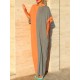 Plus Size Women Two-tone Patchwork Kaftan Maxi Dress