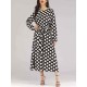 Polka Dot O-neck Long Sleeve Women Long Dress