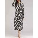 Polka Dot O-neck Long Sleeve Women Long Dress