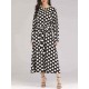 Polka Dot O-neck Long Sleeve Women Long Dress