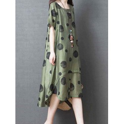 Polka Dot Print Irregular Loose Summer Dress