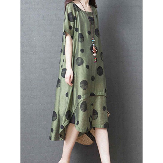 Polka Dot Print Irregular Loose Summer Dress