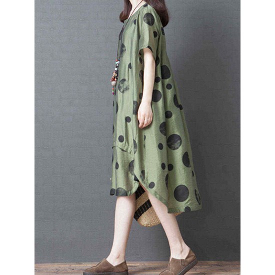 Polka Dot Print Irregular Loose Summer Dress