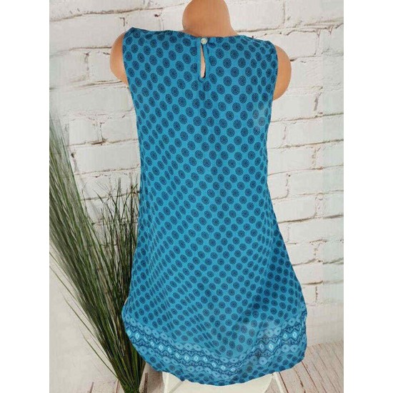 Polka Dot Sleeveless Summer Plus Size Dress