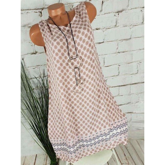 Polka Dot Sleeveless Summer Plus Size Dress