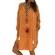 Polka Dot V-neck Long Sleeve Loose Plus Size Dress