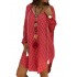 Polka Dot V-neck Long Sleeve Loose Plus Size Dress