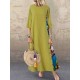 Print Splice Contrast Color Long Sleeve Vintage Dress
