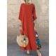 Print Splice Contrast Color Long Sleeve Vintage Dress