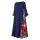 Print Splice Contrast Color Long Sleeve Vintage Dress