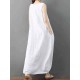 Pure Cotton Solid Irregular Split Maxi Dress