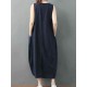 Pure Cotton Solid Irregular Split Maxi Dress