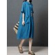 Ramie Solid Color Pocket Short Sleeve Shirts Dress Ramie Solid Color Pocket Short Sleeve Shirts Dress