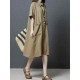 Ramie Solid Color Pocket Short Sleeve Shirts Dress Ramie Solid Color Pocket Short Sleeve Shirts Dress