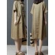 Ramie Solid Color Pocket Short Sleeve Shirts Dress Ramie Solid Color Pocket Short Sleeve Shirts Dress