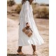 Ruffle Beach V-Neck Long Sleeve Casual Maxi Dress