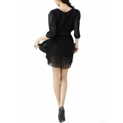 Ruffles Elegant Solid Color Chiffon A-Line Mini Dress For Women