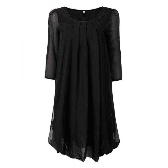 Ruffles Elegant Solid Color Chiffon A-Line Mini Dress For Women