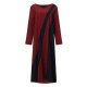 S-4XL Casual Women Color Patchwork Long Sleeve Dress