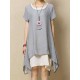 S-5XL Casual Loose Solid Layer Irregular Dress