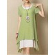 S-5XL Casual Loose Solid Layer Irregular Dress