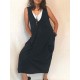 S-5XL Casual V-neck Sleeveless Solid Color Baggy Dress