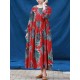 S-5XL Casual Women Leaves Printed Long Maxi Dress