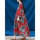 S-5XL Casual Women Leaves Printed Long Maxi Dress